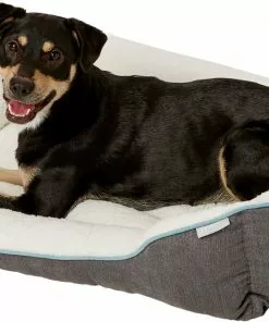 Frisco Sherpa Rectangular Bolster Dog Bed, Gray -Pet Food Gear Shop 129483 PT4. SY630 V1578442390