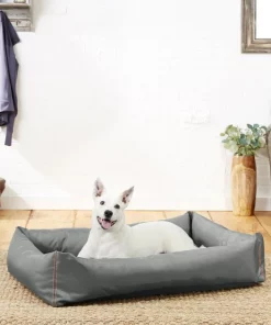 Frisco Rectangular Bolster Dog Bed w/Removable Cover, Dark Gray