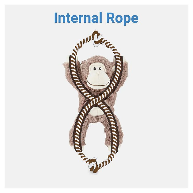 Frisco Plush with Rope Squeaking Monkey Dog Toy 5 Frisco Plush with Rope Squeaking Monkey Dog Toy - Image 3