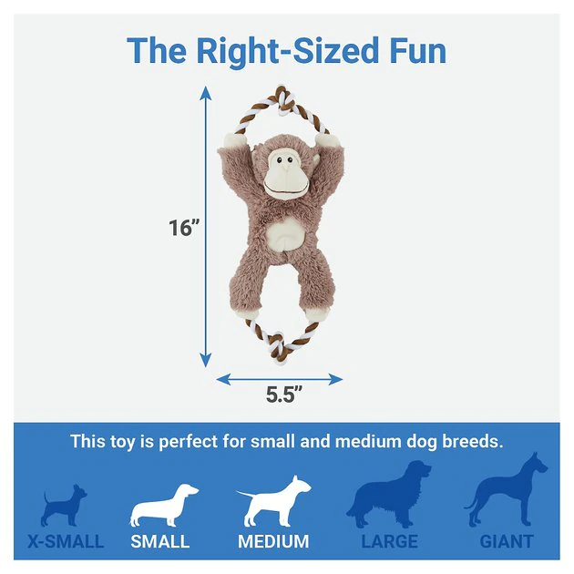 Frisco Plush with Rope Squeaking Monkey Dog Toy 6 Frisco Plush with Rope Squeaking Monkey Dog Toy - Image 4
