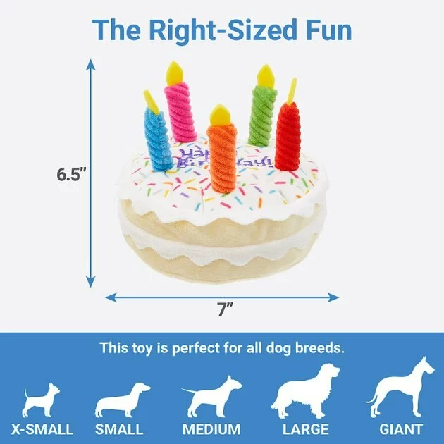 Frisco Plush Squeaking Birthday Cake Dog Toy 4 Frisco Plush Squeaking Birthday Cake Dog Toy - Image 2