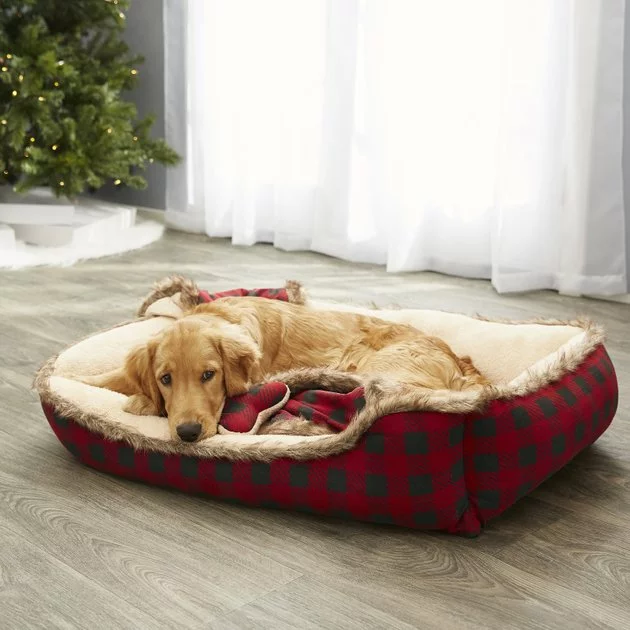 Frisco Buffalo Check Cuddler Pet Bed & Gift Set 3 Frisco Buffalo Check Cuddler Pet Bed & Gift Set