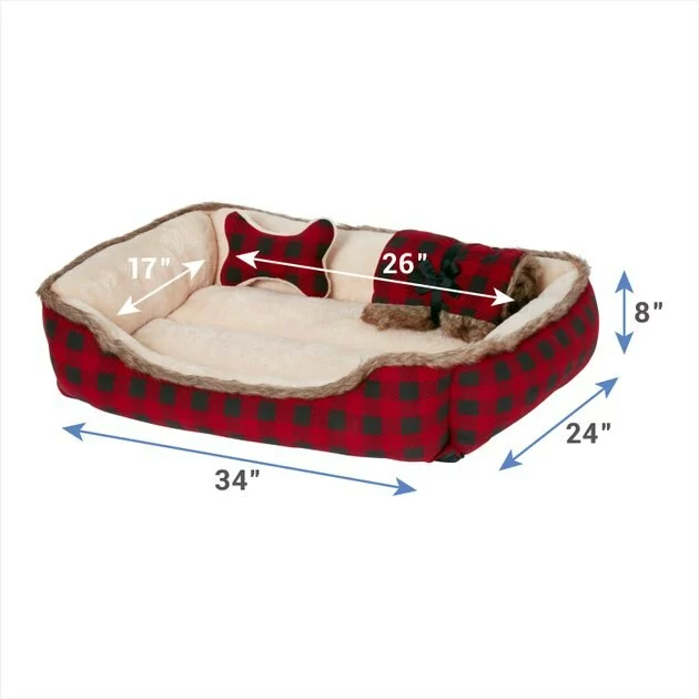 Frisco Buffalo Check Cuddler Pet Bed & Gift Set 5 Frisco Buffalo Check Cuddler Pet Bed & Gift Set - Image 3
