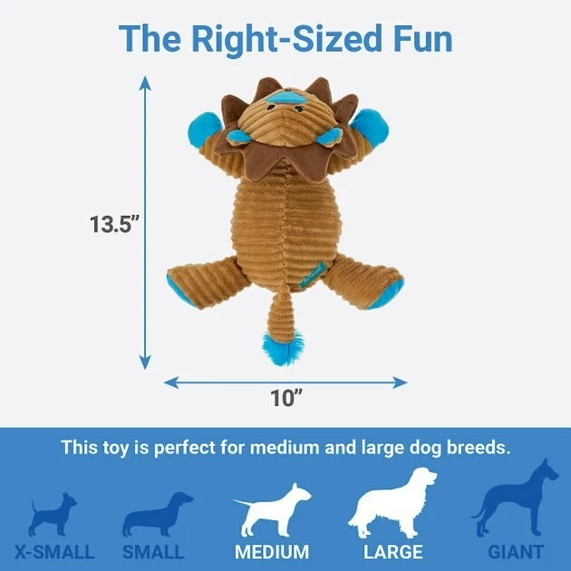 Frisco Corduroy Plush Squeaking Lion Dog Toy 4 Frisco Corduroy Plush Squeaking Lion Dog Toy - Image 2