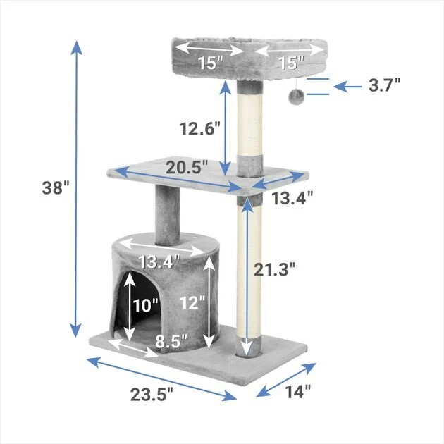 Frisco 38-in Cat Tree with Condo, Top Perch & Toy 4 Frisco 38-in Cat Tree with Condo, Top Perch & Toy - Image 2