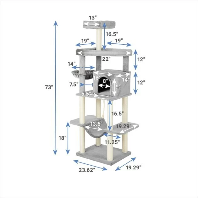 Frisco 73-in Cat Tree with Hammock, Condo, Lounge Basket, Top Perch & Bed 4 Frisco 73-in Cat Tree with Hammock, Condo, Lounge Basket, Top Perch & Bed - Image 2
