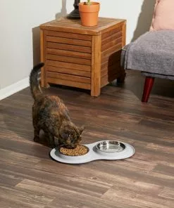 Frisco Double Stainless Steel Dog & Cat Bowl with Silicone Mat, Light Gray, 1.75 Cups -Pet Food Gear Shop 215986 PT6. SY630 V1605657710