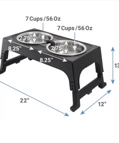 Frisco Stainless Steel Bowls with Adjustable Elevated Holder, 7 Cups -Pet Food Gear Shop 216015 PT1. SY630 V1600374216