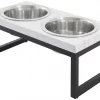 Frisco Marble Print Stainless Steel Double Elevated Dog Bowl -Pet Food Gear Shop 216017 MAIN. SY630 V1591020394