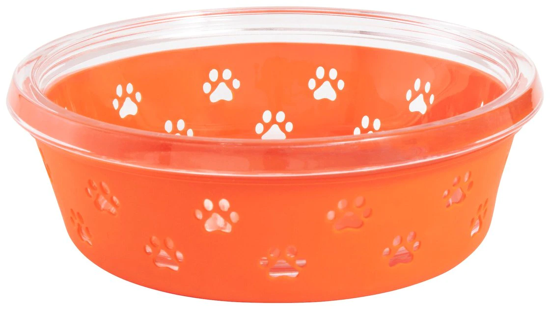 Frisco Paw Design Glass Bowl with Silicone Sleeve, 3 Cups 3 Frisco Paw Design Glass Bowl with Silicone Sleeve, 3 Cups