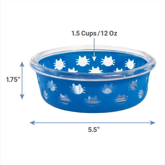 Frisco Cat Design Glass Bowl with Silicone Sleeve, 1.5 Cups 4 Frisco Cat Design Glass Bowl with Silicone Sleeve, 1.5 Cups - Image 2
