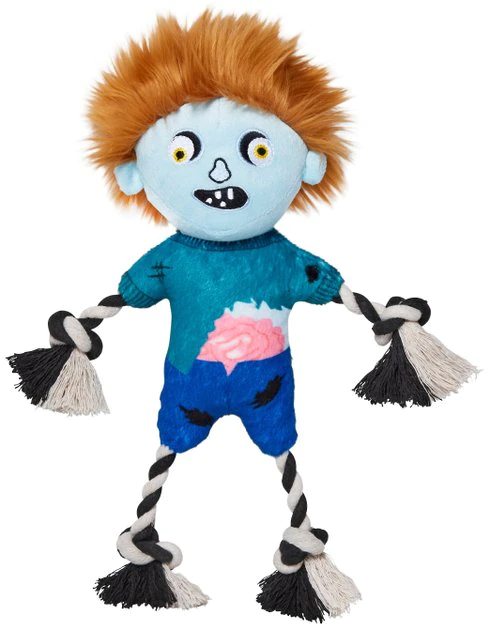 Frisco Zombie Boy Plush with Rope Squeaky Dog Toy 3 Frisco Zombie Boy Plush with Rope Squeaky Dog Toy