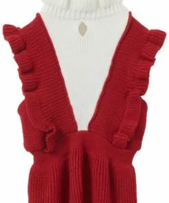 Frisco V Ruffle Dog & Cat Sweater Dress -Pet Food Gear Shop 223735 PT3. SY630 V1599569798