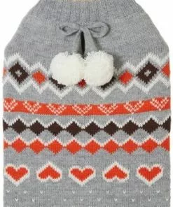 Frisco Fall Hearts with Pom Pom Dog & Cat Sweater -Pet Food Gear Shop 223773 PT3. SY630 V1598654252