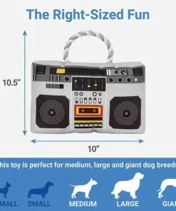 Frisco Retro Boombox Plush with Rope Squeaky Dog Toy -Pet Food Gear Shop 230288 PT1. SY630 V1599945381