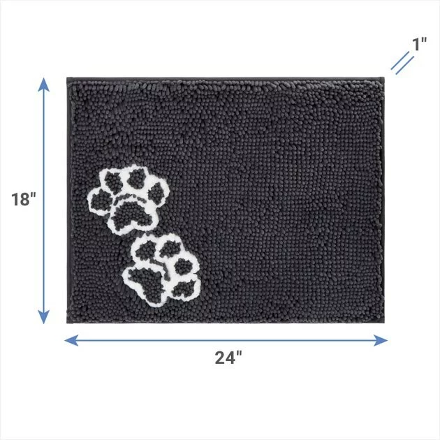 Frisco Microfiber Chenille Paw Print Dog & Cat Mat, Dark Gray 4 Frisco Microfiber Chenille Paw Print Dog & Cat Mat, Dark Gray - Image 2