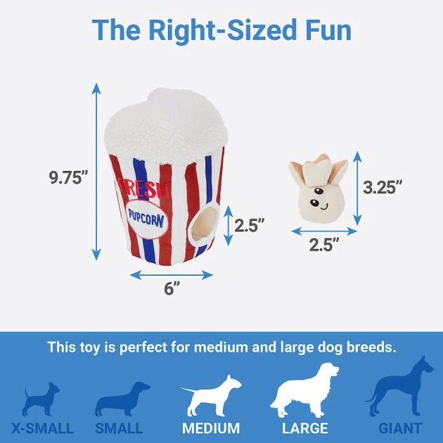 Frisco Zoomies & Chill Popcorn Hide & Seek Plush Squeaky Puzzle Dog Toy 4 Frisco Zoomies & Chill Popcorn Hide & Seek Plush Squeaky Puzzle Dog Toy - Image 2