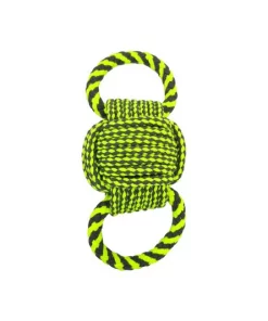 Frisco Dual Handle Neon Ball Squeaky Dog Toy, Yellow & Gray