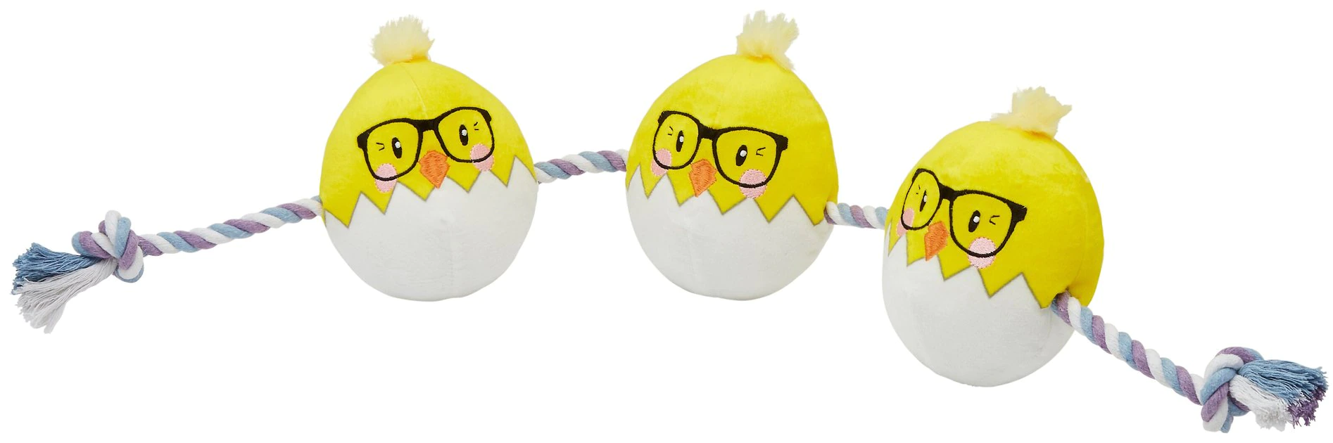 Frisco Easter Hipster Chicks Plush with Rope Dog Toy 3 Frisco Easter Hipster Chicks Plush with Rope Dog Toy