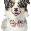 Frisco Plaid Dog & Cat Bow Tie, Orange & Blue