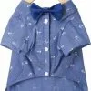 Frisco Anchor Print Chambray Dog & Cat Button Up Shirt