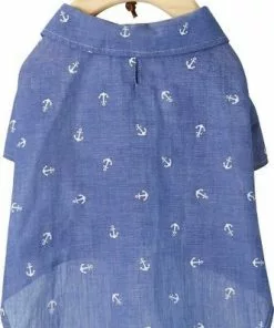 Frisco Anchor Print Chambray Dog & Cat Button Up Shirt -Pet Food Gear Shop 249104 PT3. SY630 V1624605471