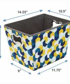 Frisco Rectangle Collapsible Pet Toy Storage Bin, Yellow Geometric -Pet Food Gear Shop 250578 PT2. SY630 V1613774487