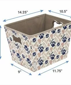 Frisco Rectangle Collapsible Pet Toy Storage Bin, Tan Novelty Paws -Pet Food Gear Shop 250581 PT2. SY630 V1613773601