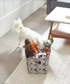 Frisco Rectangle Collapsible Pet Toy Storage Bin, Tan Novelty Paws -Pet Food Gear Shop 250581 PT3. SY630 V1615572098