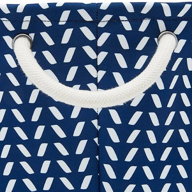 Frisco Round Collapsible Pet Toy Storage Bin, Navy Herringbone 4 Frisco Round Collapsible Pet Toy Storage Bin, Navy Herringbone - Image 2