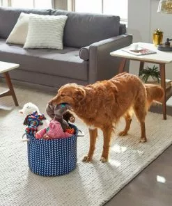 Frisco Round Collapsible Pet Toy Storage Bin, Navy Herringbone 9 Frisco Round Collapsible Pet Toy Storage Bin, Navy Herringbone -Pet Food Gear Shop 250583 PT3. SY630 V1615572125