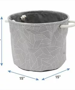 Frisco Round Collapsible Pet Toy Storage Bin, Gray Basket Weave -Pet Food Gear Shop 250585 PT2. SY630 V1613774793