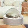 Frisco Hooded Zipper Cat & Dog Covered Bed, Gray Basket Weave