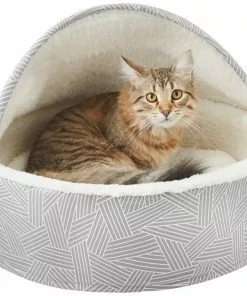 Frisco Hooded Zipper Cat & Dog Covered Bed, Gray Basket Weave -Pet Food Gear Shop 251236 PT3. SY630 V1615569386