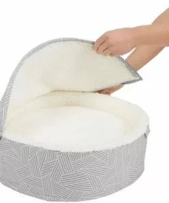 Frisco Hooded Zipper Cat & Dog Covered Bed, Gray Basket Weave -Pet Food Gear Shop 251236 PT5. SY630 V1615569117