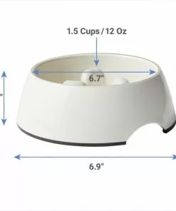 Frisco Melamine Slow Feed Dog & Cat Bowl with Gold Trim, Cream -Pet Food Gear Shop 253067 PT1. SY630 V1618857176