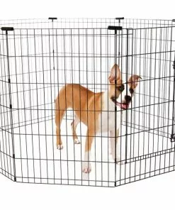 Frisco Heavy Duty Fold & Carry Double Door Collapsible Wire Dog Crate & Frisco Wire Dog Exercise Pen with Step-Through Door, Black -Pet Food Gear Shop 255537 PT4. SY630 V1603646503