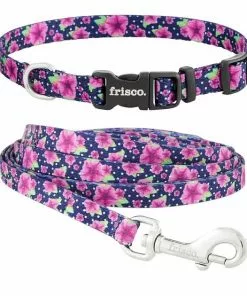 Frisco Midnight Floral Dog Leash & Frisco Midnight Floral Dog Collar
