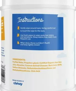Frisco||Vet's Best Frisco Moisturizing Tear Stain Wipes with Organic Aloe for Dogs & Cats & Vet's Best Waterless Cat Bath, 4-oz bottle -Pet Food Gear Shop 255583 PT2. SY630 V1604072519