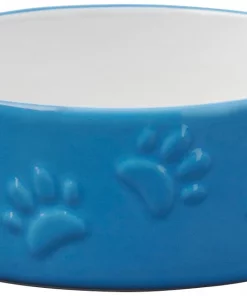 Frisco Paw Prints Non-skid Ceramic Dog & Cat Bowl, Blue