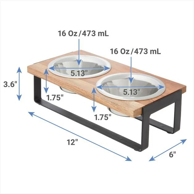 Frisco Wooden Bars Dog & Cat Double Bowl Diner 4 Frisco Wooden Bars Dog & Cat Double Bowl Diner - Image 2