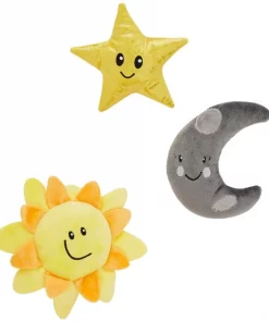 Frisco Road Trip Sun, Moon, & Star Plush Squeaky Dog Toy, 3 count