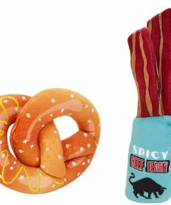 Frisco Road Trip Jerky & Pretzel Plush Squeaky Dog Toy, 2 count