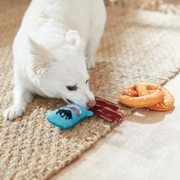 Frisco Road Trip Jerky & Pretzel Plush Squeaky Dog Toy, 2 count 5 Frisco Road Trip Jerky & Pretzel Plush Squeaky Dog Toy, 2 count - Image 3