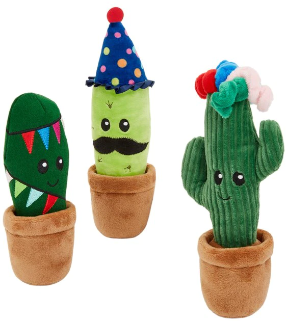 Frisco Birthday Cactus Plush Squeaky Dog Toy, 3 count 3 Frisco Birthday Cactus Plush Squeaky Dog Toy, 3 count