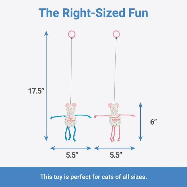 Frisco Birthday Bouncy Mouse Cat Toy, 2 count 4 Frisco Birthday Bouncy Mouse Cat Toy, 2 count - Image 2