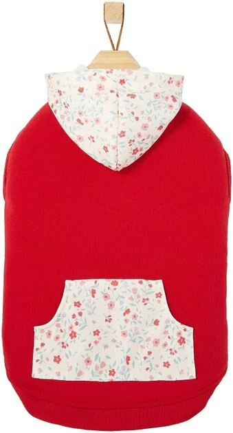 Frisco Floral Accent Dog & Cat Hoodie, Red 3 Frisco Floral Accent Dog & Cat Hoodie, Red