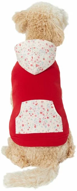 Frisco Floral Accent Dog & Cat Hoodie, Red 5 Frisco Floral Accent Dog & Cat Hoodie, Red - Image 3