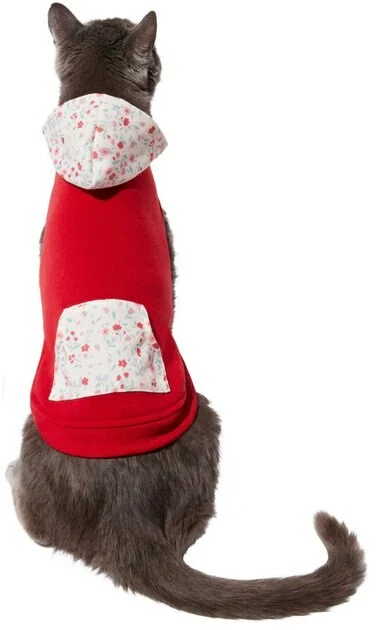 Frisco Floral Accent Dog & Cat Hoodie, Red 6 Frisco Floral Accent Dog & Cat Hoodie, Red - Image 4