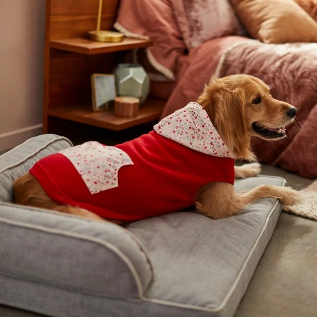 Frisco Floral Accent Dog & Cat Hoodie, Red 10 Frisco Floral Accent Dog & Cat Hoodie, Red - Image 8